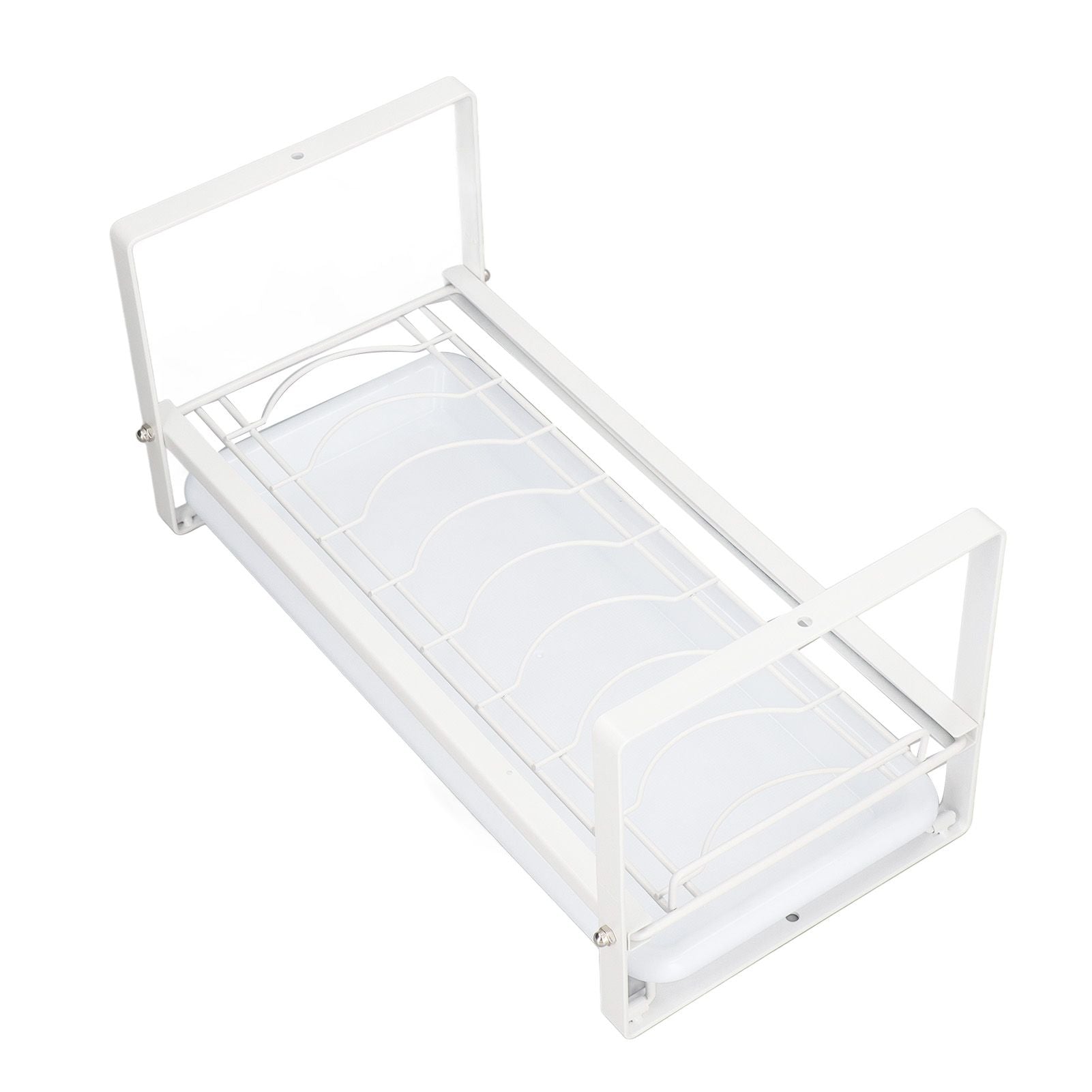 Kitchen Cabinet Storage Shelf Rack Bowls Dishes Plates Drainboard Holder Rustproof Nonslip for Counter Cupboard Pantry White
