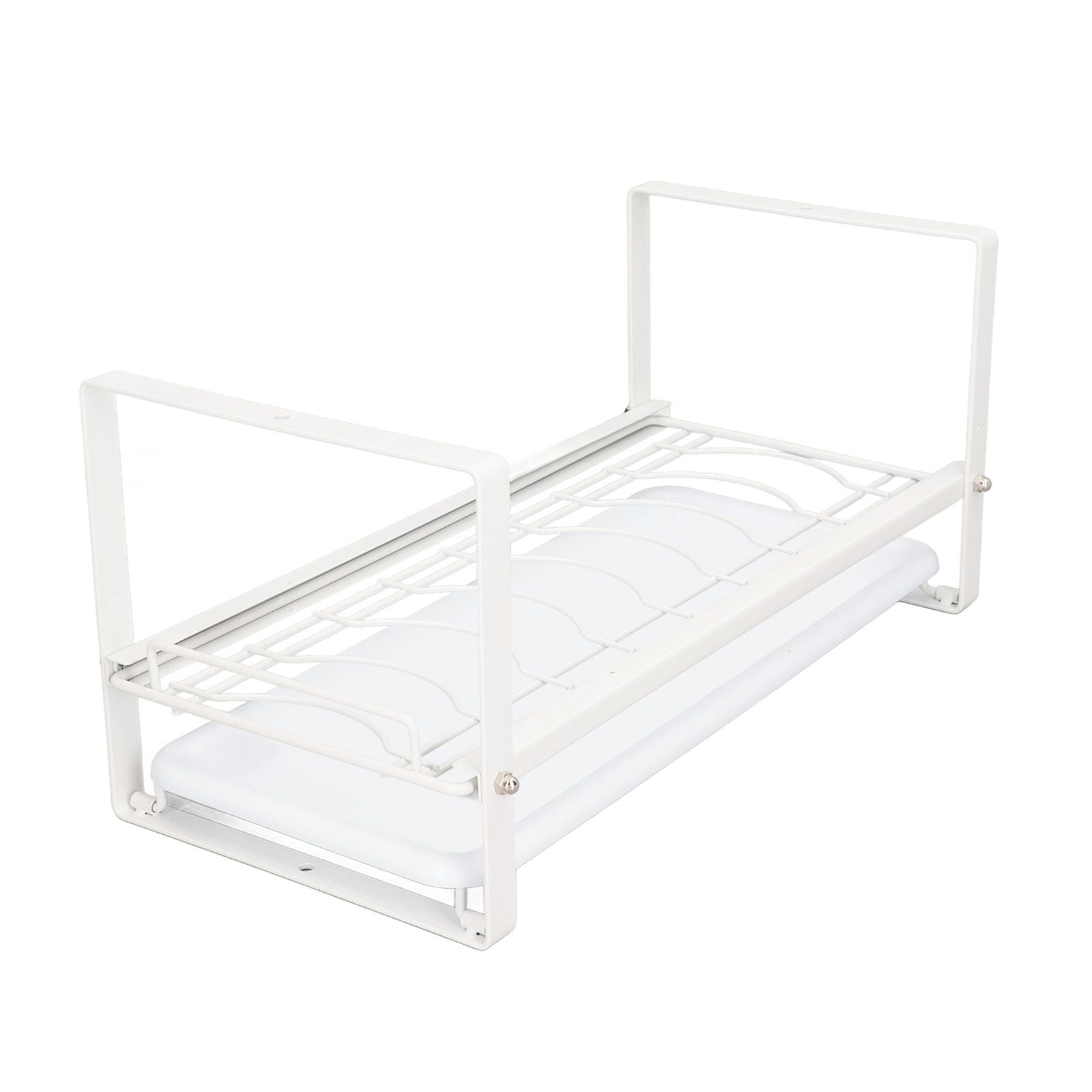 Kitchen Cabinet Storage Shelf Rack Bowls Dishes Plates Drainboard Holder Rustproof Nonslip for Counter Cupboard Pantry White