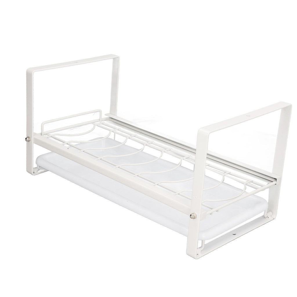 Kitchen Cabinet Storage Shelf Rack Bowls Dishes Plates Drainboard Holder Rustproof Nonslip for Counter Cupboard Pantry White