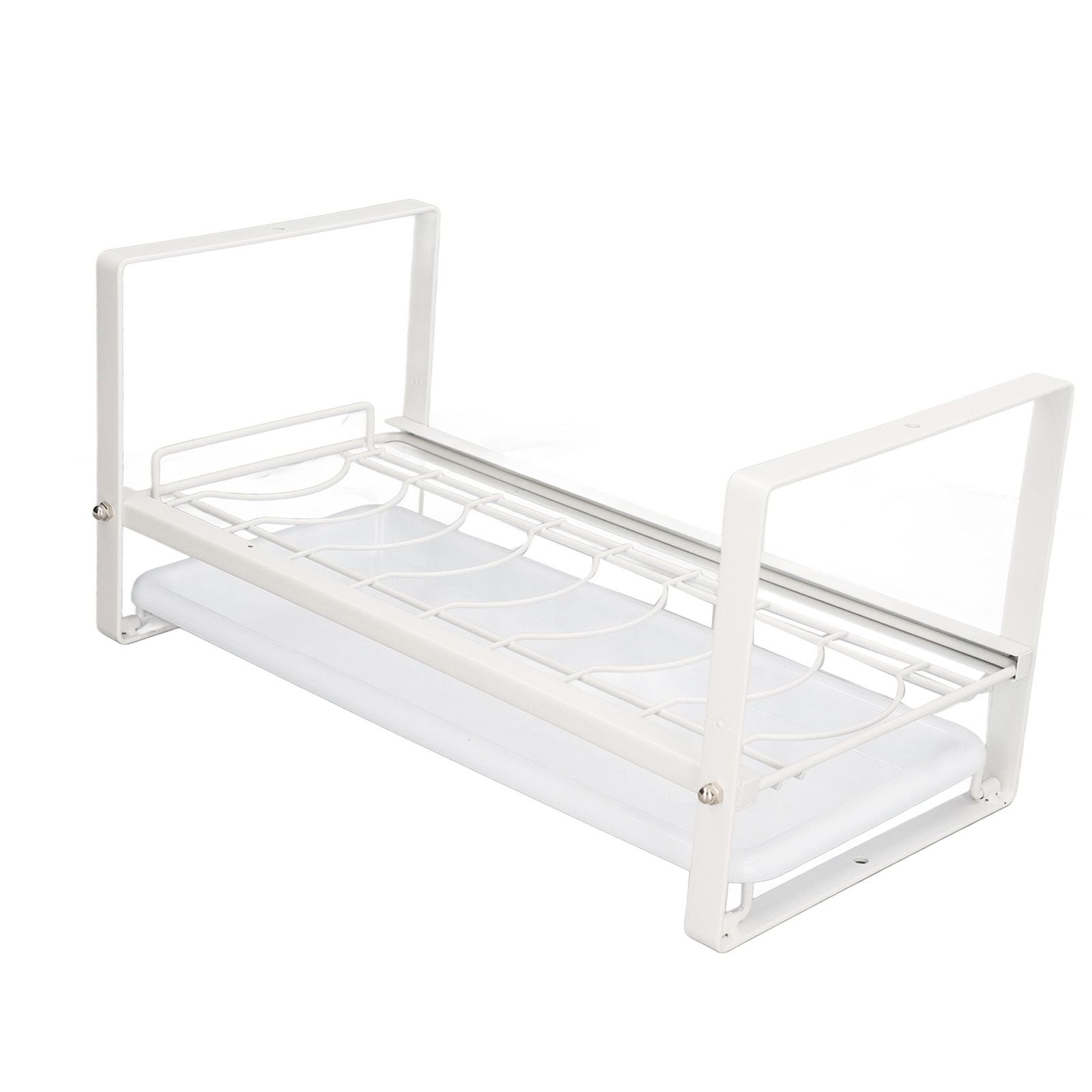 Kitchen Cabinet Storage Shelf Rack Bowls Dishes Plates Drainboard Holder Rustproof Nonslip for Counter Cupboard Pantry White