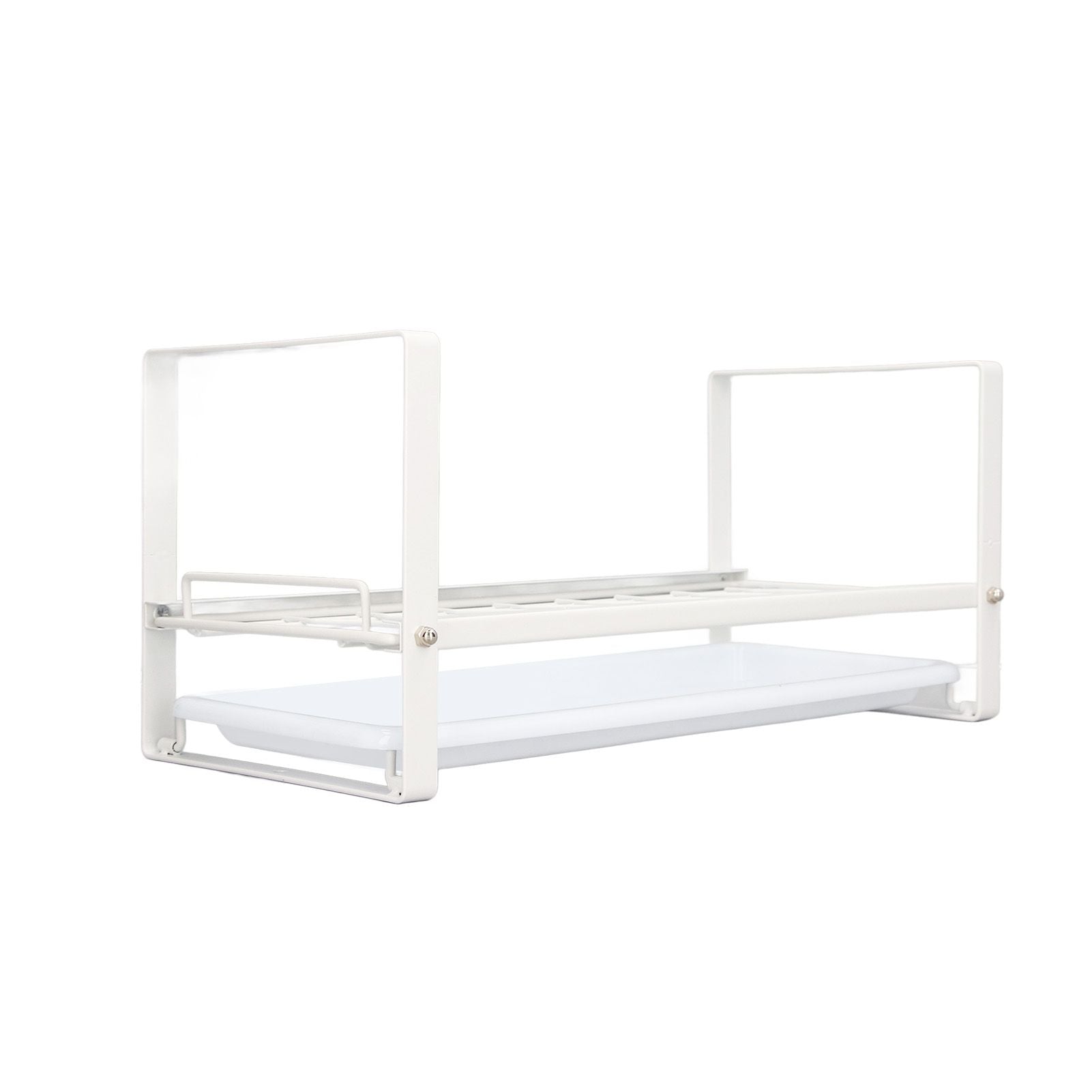 Kitchen Cabinet Storage Shelf Rack Bowls Dishes Plates Drainboard Holder Rustproof Nonslip for Counter Cupboard Pantry White
