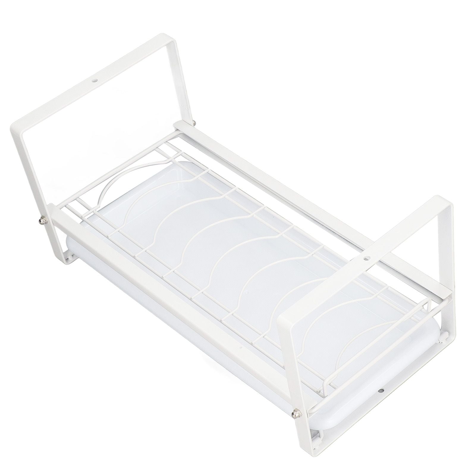 Kitchen Cabinet Storage Shelf Rack Bowls Dishes Plates Drainboard Holder Rustproof Nonslip for Counter Cupboard Pantry White