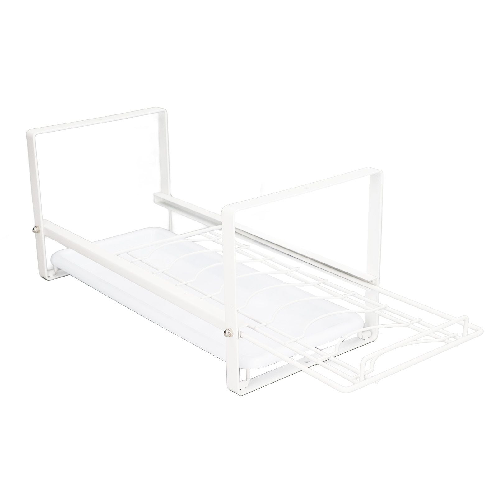 Kitchen Cabinet Storage Shelf Rack Bowls Dishes Plates Drainboard Holder Rustproof Nonslip for Counter Cupboard Pantry White