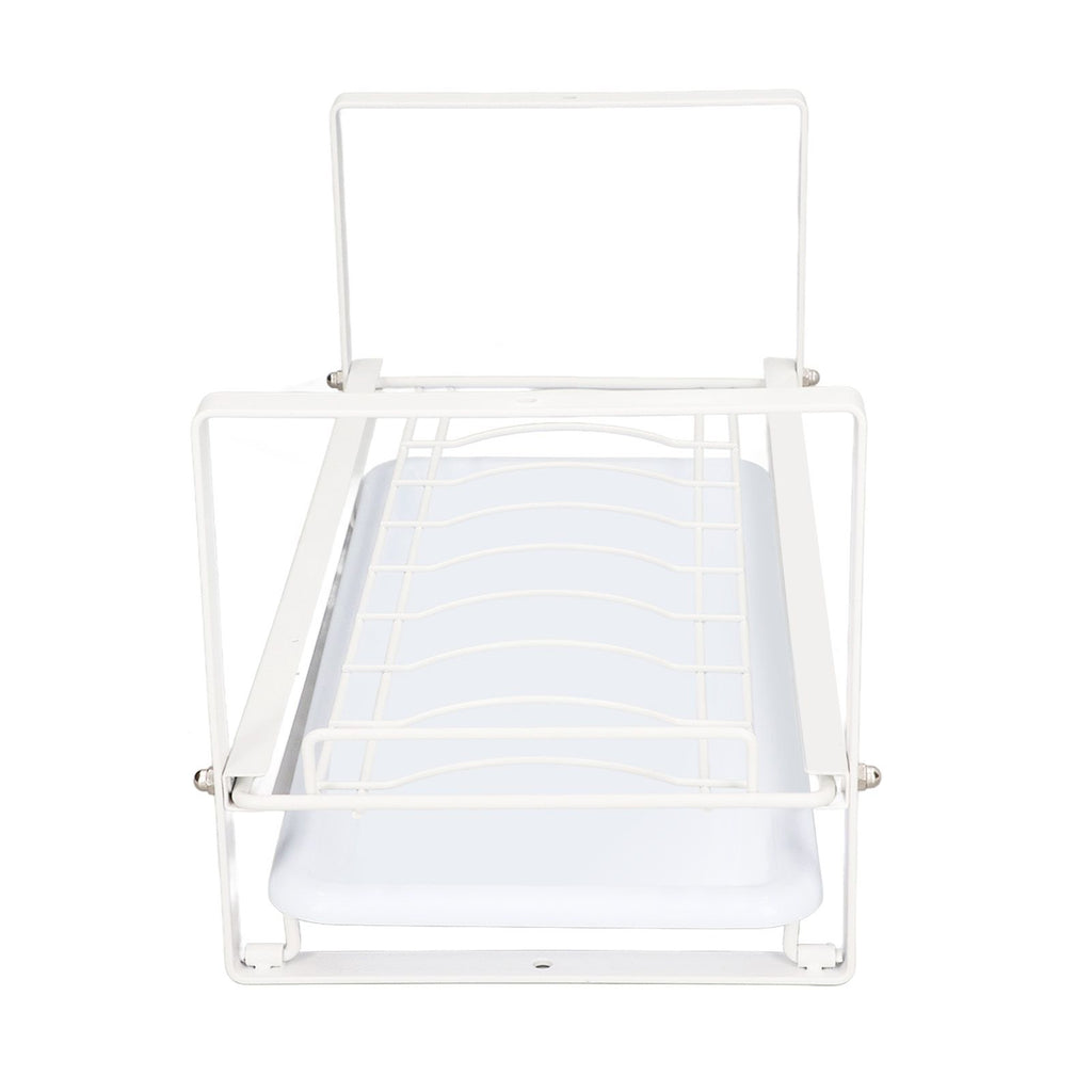Kitchen Cabinet Storage Shelf Rack Bowls Dishes Plates Drainboard Holder Rustproof Nonslip for Counter Cupboard Pantry White