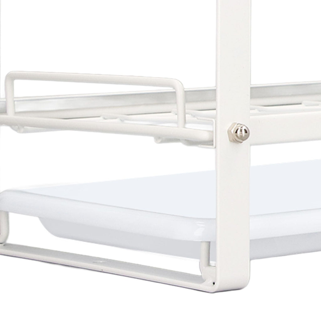 Kitchen Cabinet Storage Shelf Rack Bowls Dishes Plates Drainboard Holder Rustproof Nonslip for Counter Cupboard Pantry White