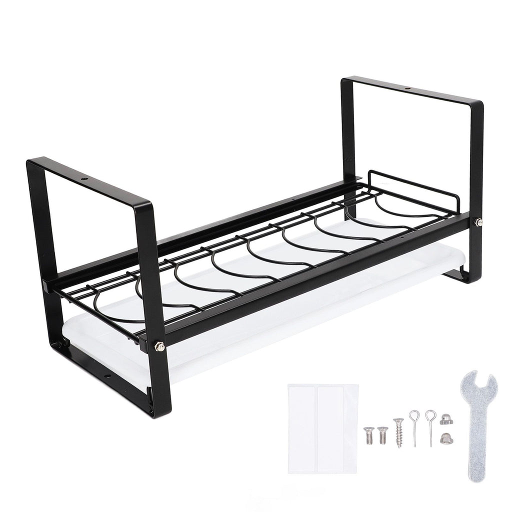 Kitchen Cabinet Storage Shelf Rack Bowls Dishes Plates Drainboard Holder Rustproof Nonslip for Counter Cupboard Pantry Black