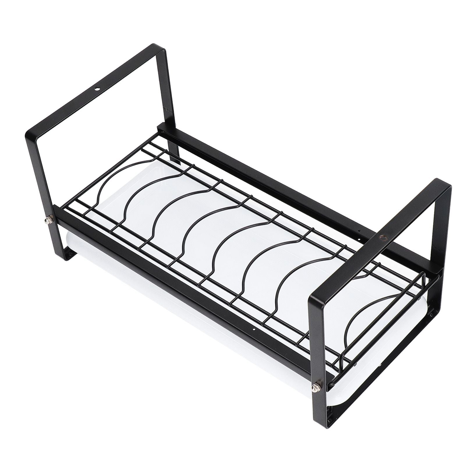 Kitchen Cabinet Storage Shelf Rack Bowls Dishes Plates Drainboard Holder Rustproof Nonslip for Counter Cupboard Pantry Black