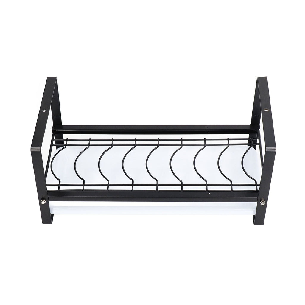 Kitchen Cabinet Storage Shelf Rack Bowls Dishes Plates Drainboard Holder Rustproof Nonslip for Counter Cupboard Pantry Black