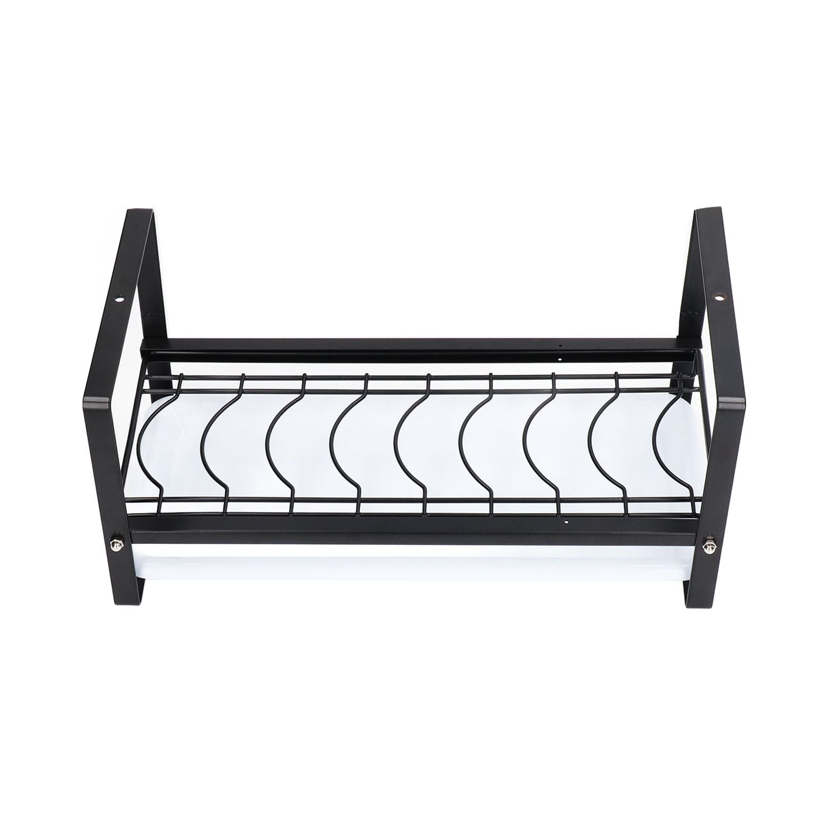Kitchen Cabinet Storage Shelf Rack Bowls Dishes Plates Drainboard Holder Rustproof Nonslip for Counter Cupboard Pantry Black