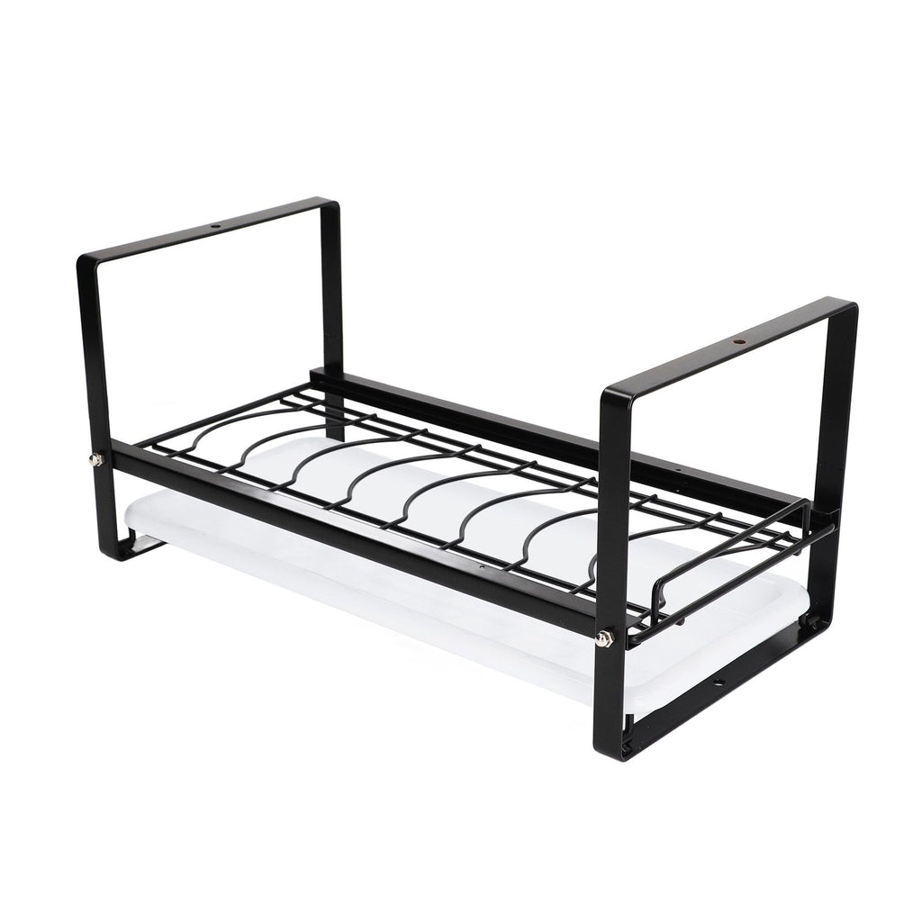 Kitchen Cabinet Storage Shelf Rack Bowls Dishes Plates Drainboard Holder Rustproof Nonslip for Counter Cupboard Pantry Black
