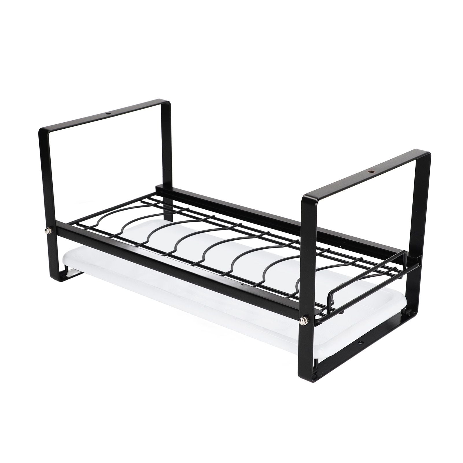 Kitchen Cabinet Storage Shelf Rack Bowls Dishes Plates Drainboard Holder Rustproof Nonslip for Counter Cupboard Pantry Black