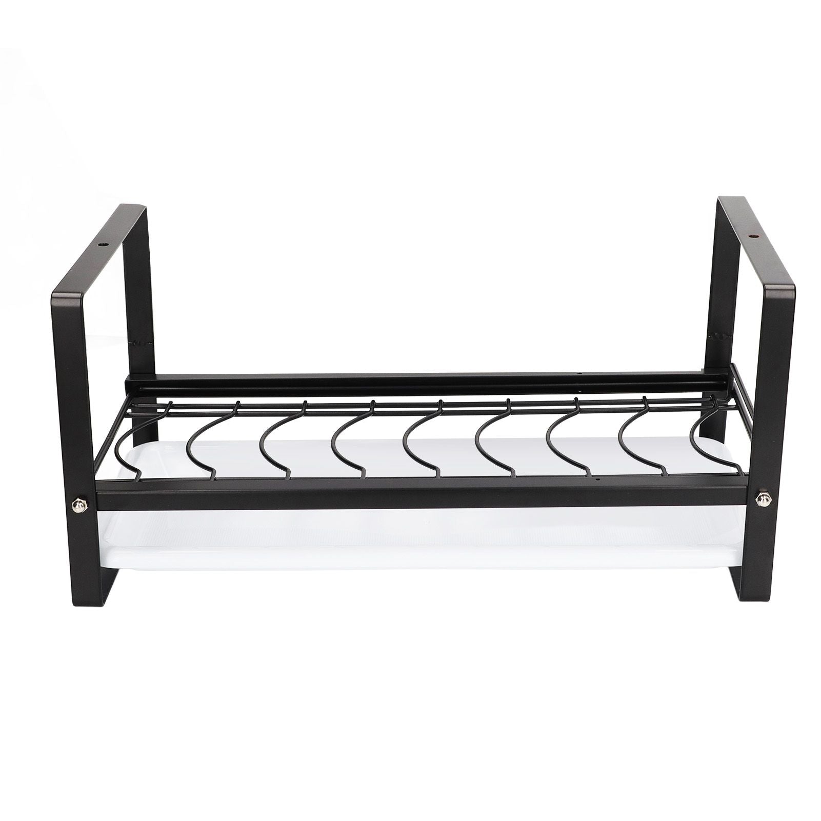 Kitchen Cabinet Storage Shelf Rack Bowls Dishes Plates Drainboard Holder Rustproof Nonslip for Counter Cupboard Pantry Black