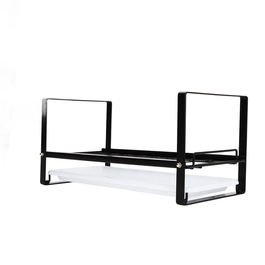 Kitchen Cabinet Storage Shelf Rack Bowls Dishes Plates Drainboard Holder Rustproof Nonslip for Counter Cupboard Pantry Black