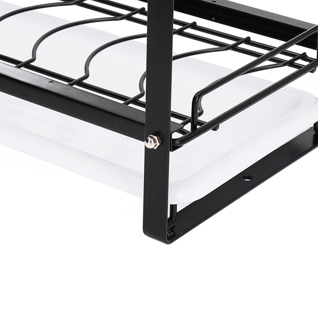 Kitchen Cabinet Storage Shelf Rack Bowls Dishes Plates Drainboard Holder Rustproof Nonslip for Counter Cupboard Pantry Black