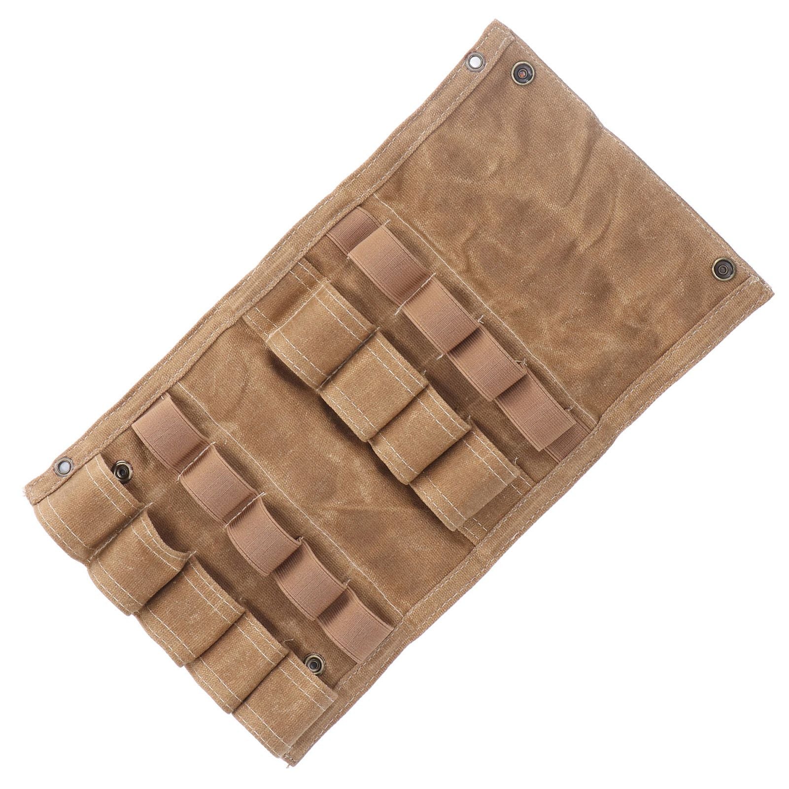 Spice Bottle Bag Foldable Portable Canvas Outdoor Seasoning Jar Holder for Camping Barbecue Picnic Khaki