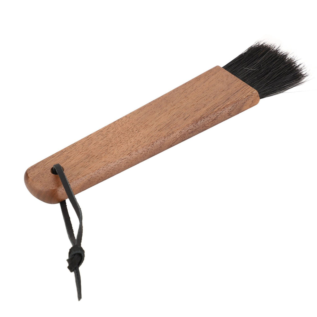 Coffee Grinder Brush Soft Bristles Long Handle Coffee Machine Cleaning Tool for Home Cafe Cups Mugs Walnut Wood Black Bristles