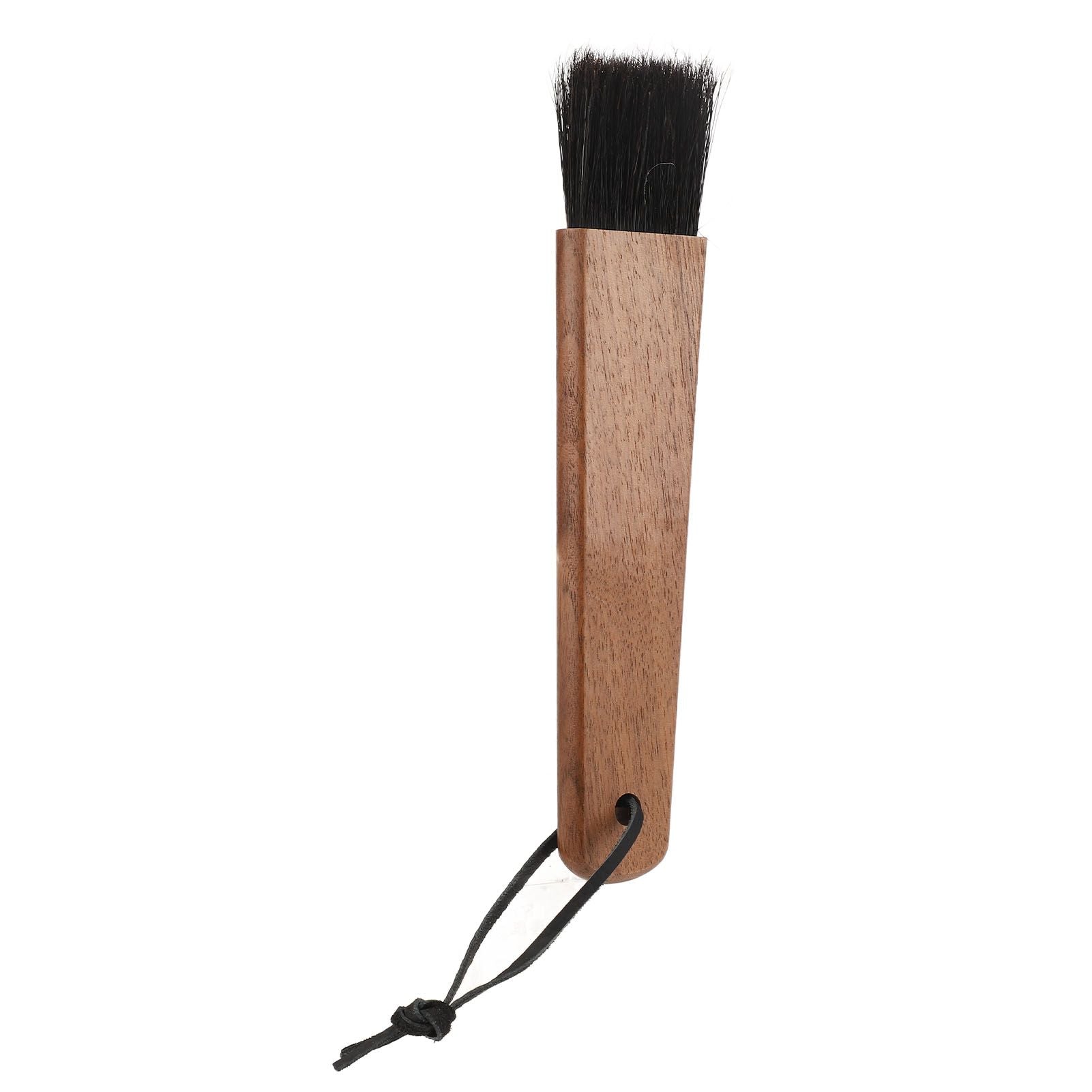 Coffee Grinder Brush Soft Bristles Long Handle Coffee Machine Cleaning Tool for Home Cafe Cups Mugs Walnut Wood Black Bristles