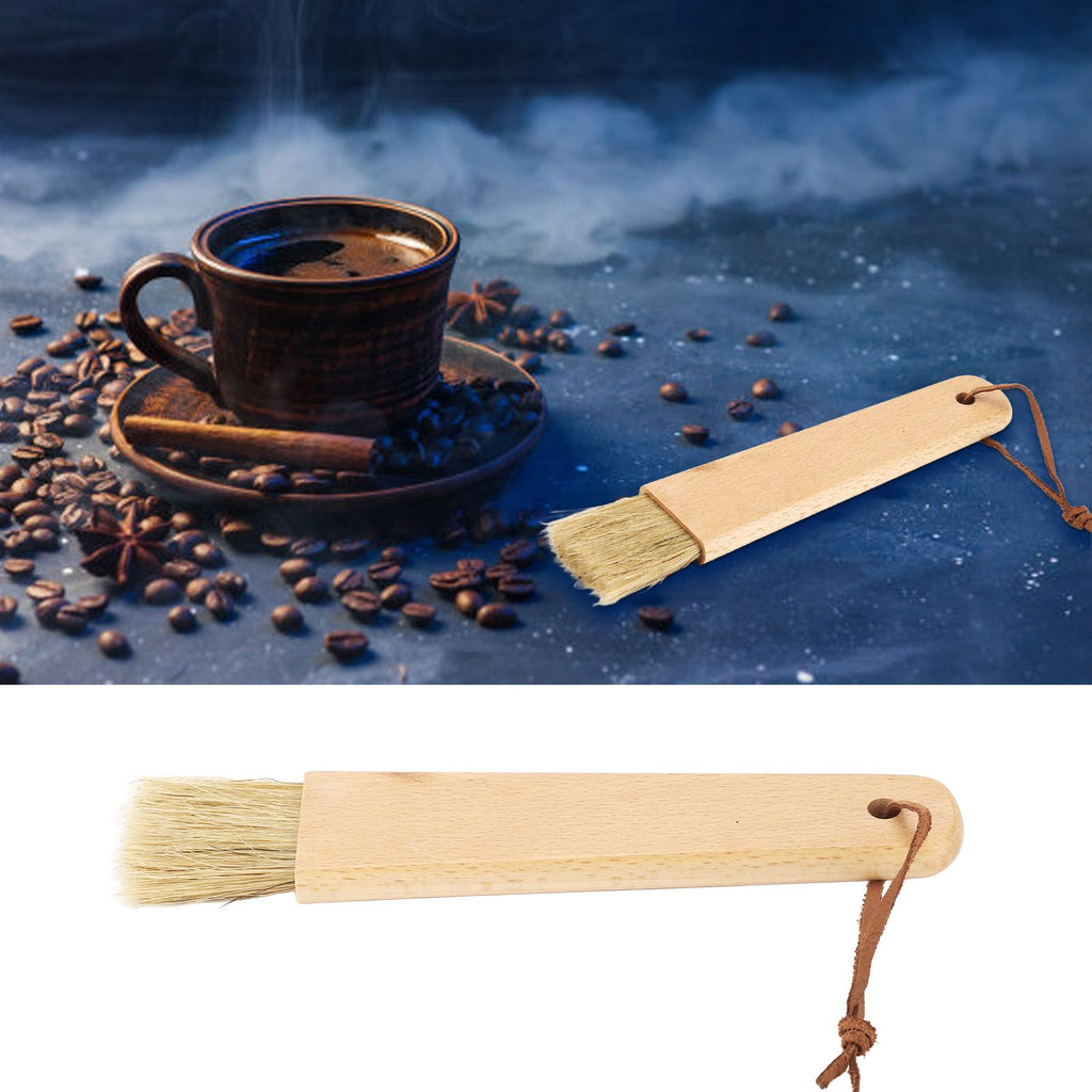 Coffee Grinder Cleaning Brush Soft Bristles Ergonomic Quick Cleaning Coffee Brush with Wooden Handle for Home Cafe Beech, Bristle