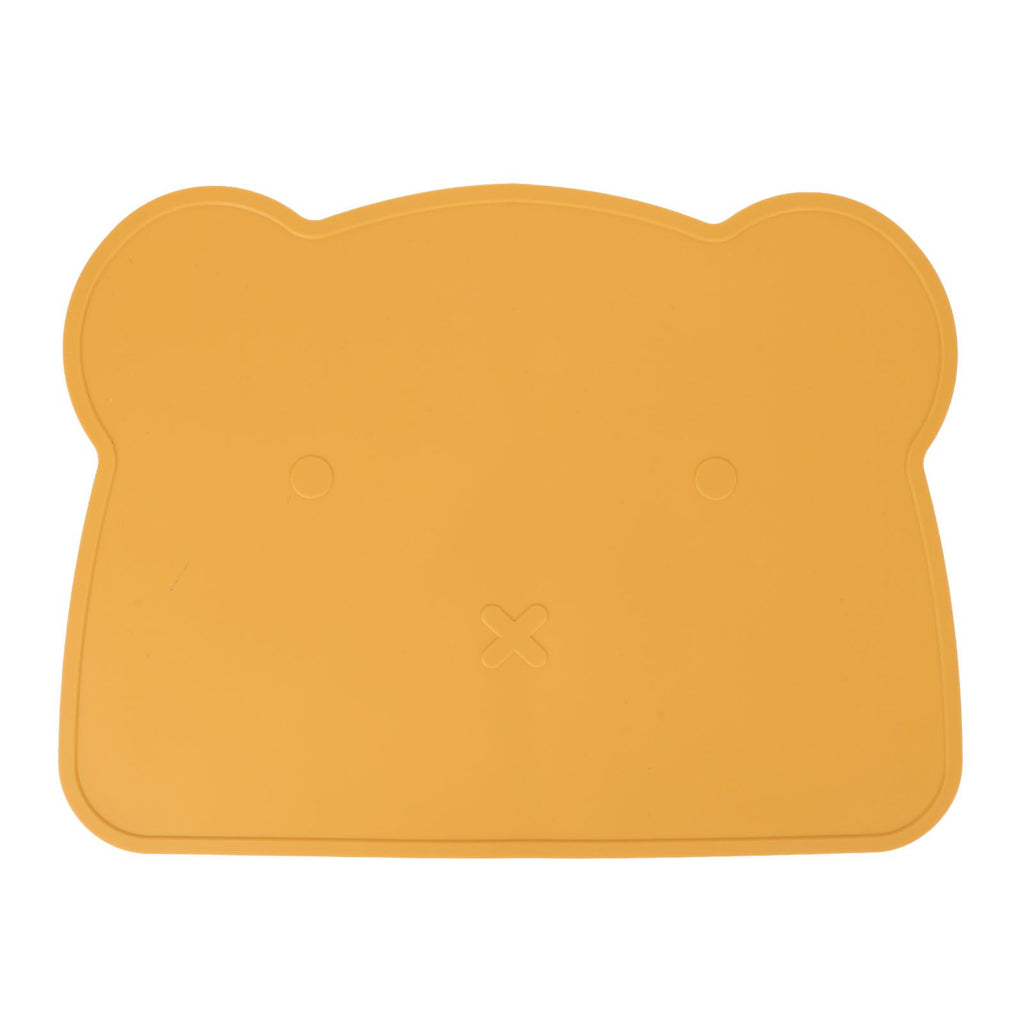 Silicone Placemat Thicken Heat Insulation Anti Slip Soft Elastic Silicone Bear Placemat for Home Hotel Restaurant Yellow