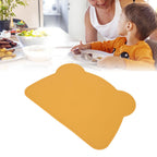 Silicone Placemat Thicken Heat Insulation Anti Slip Soft Elastic Silicone Bear Placemat for Home Hotel Restaurant Yellow