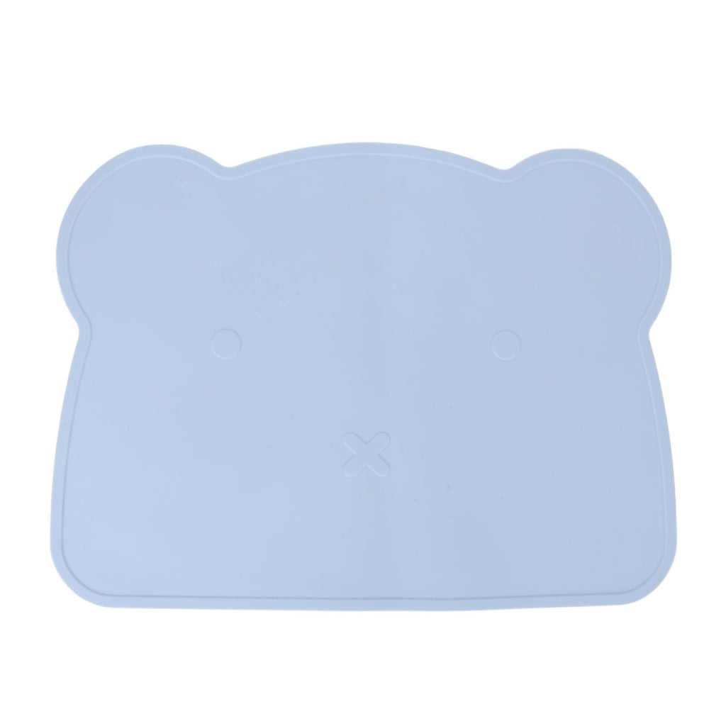 Silicone Placemat Thicken Heat Insulation Anti Slip Soft Elastic Silicone Bear Placemat for Home Hotel Restaurant Blue