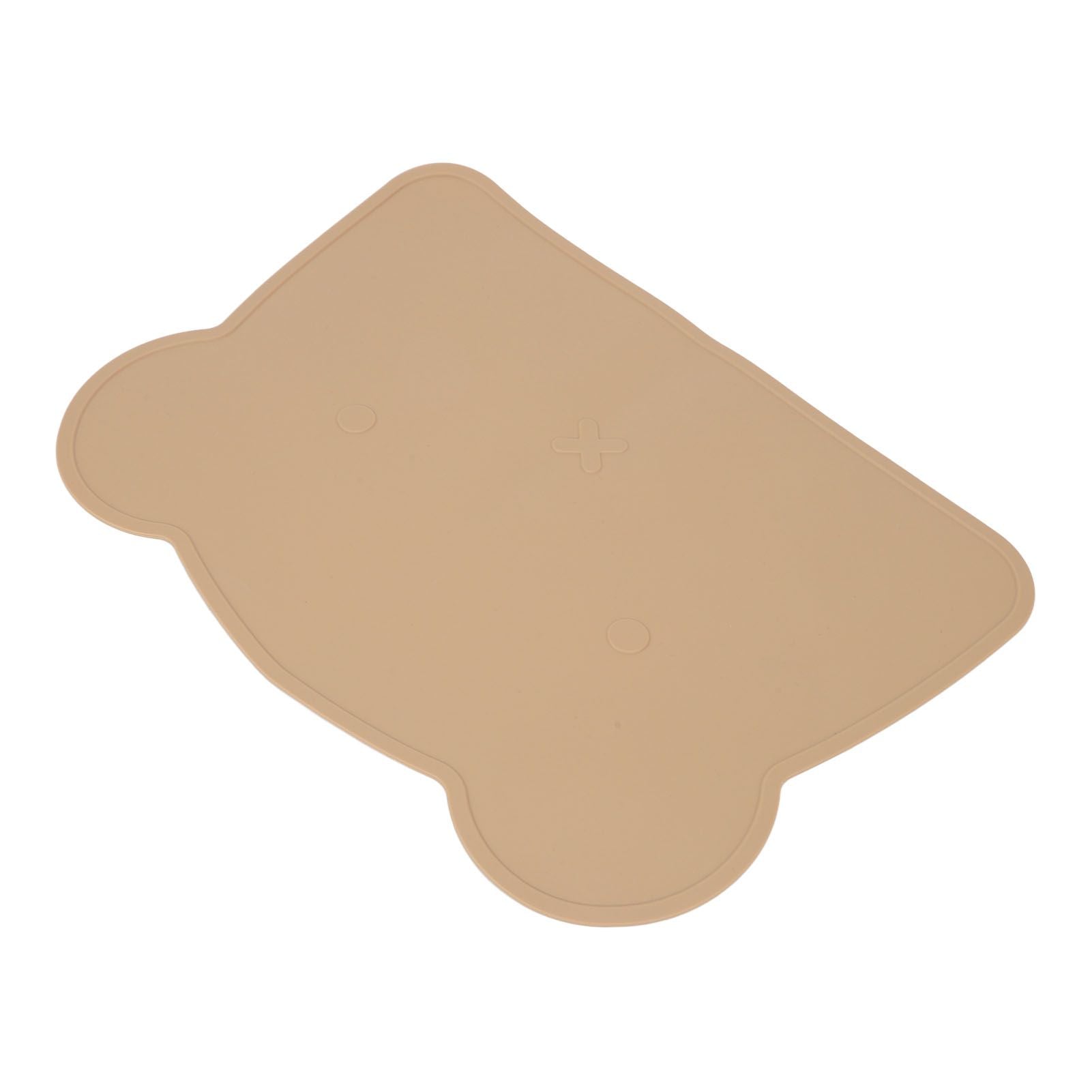 Silicone Placemat Thicken Heat Insulation Anti Slip Soft Elastic Silicone Bear Placemat for Home Hotel Restaurant Brown