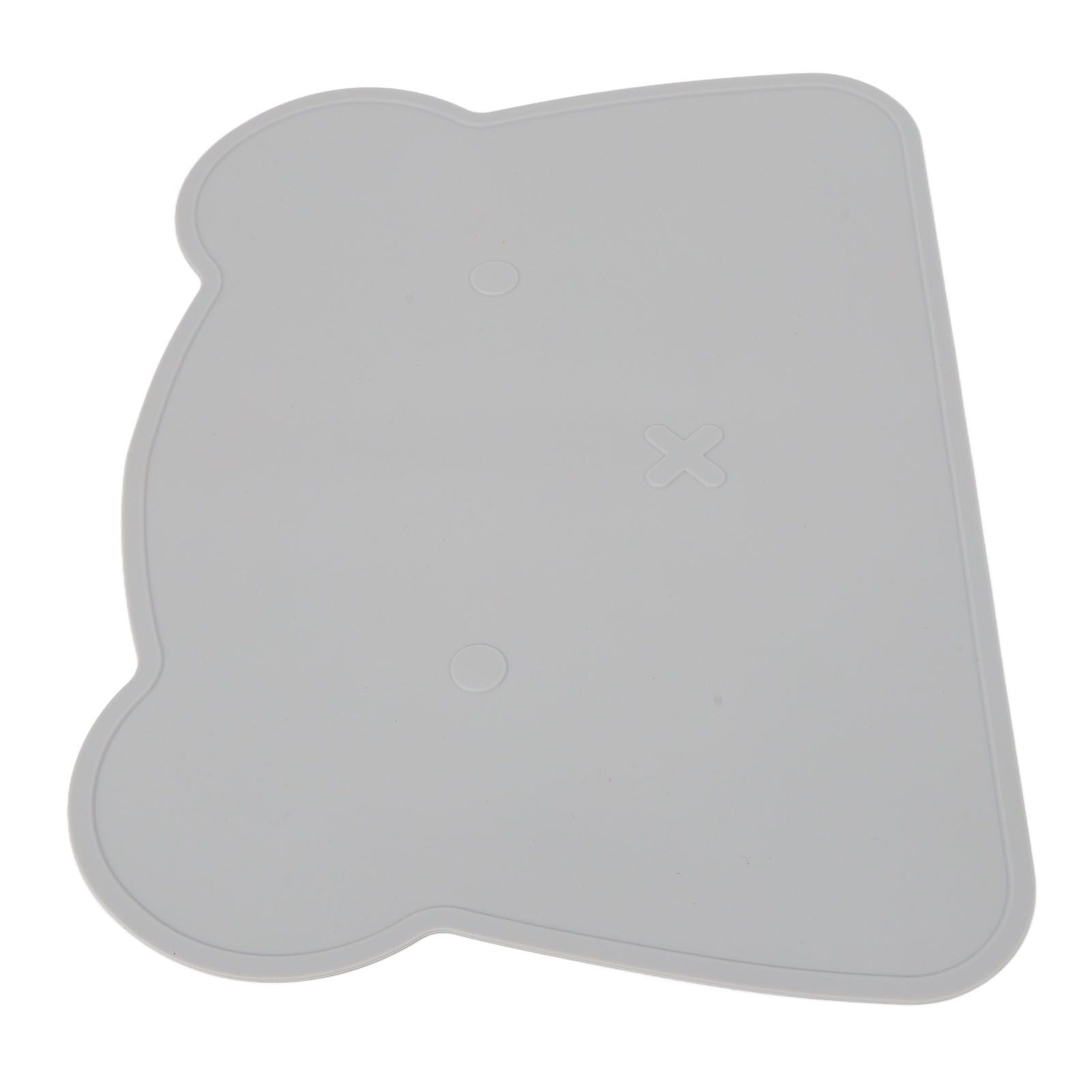 Silicone Placemat Thicken Heat Insulation Anti Slip Soft Elastic Silicone Bear Placemat for Home Hotel Restaurant Grey