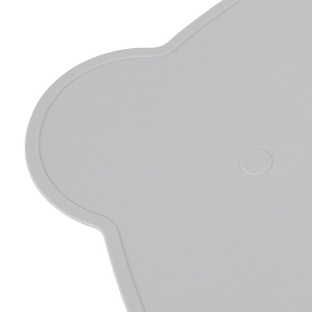 Silicone Placemat Thicken Heat Insulation Anti Slip Soft Elastic Silicone Bear Placemat for Home Hotel Restaurant Grey