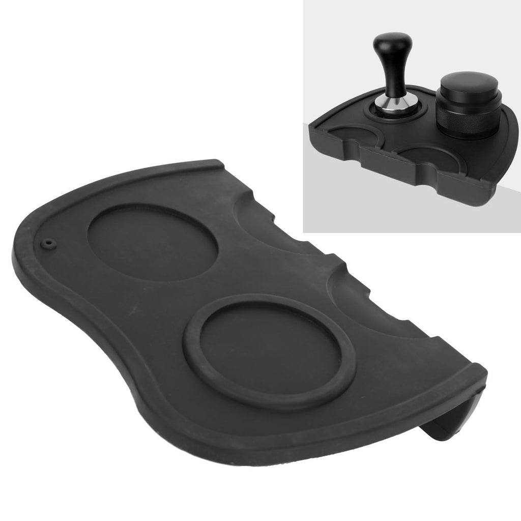 Tampering Corner Mat Silicone Tamping Pad Coffee Tamper Mat Double Heads for Kitchen Pub Coffee Accessories Black