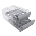 Egg Drawer Double Layer Transparent 32 Lattice Large Capacity Egg Storage Box for Refrigerator Grey
