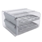 Egg Drawer Double Layer Transparent 32 Lattice Large Capacity Egg Storage Box for Refrigerator Grey