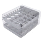 Egg Drawer Double Layer Transparent 32 Lattice Large Capacity Egg Storage Box for Refrigerator Grey