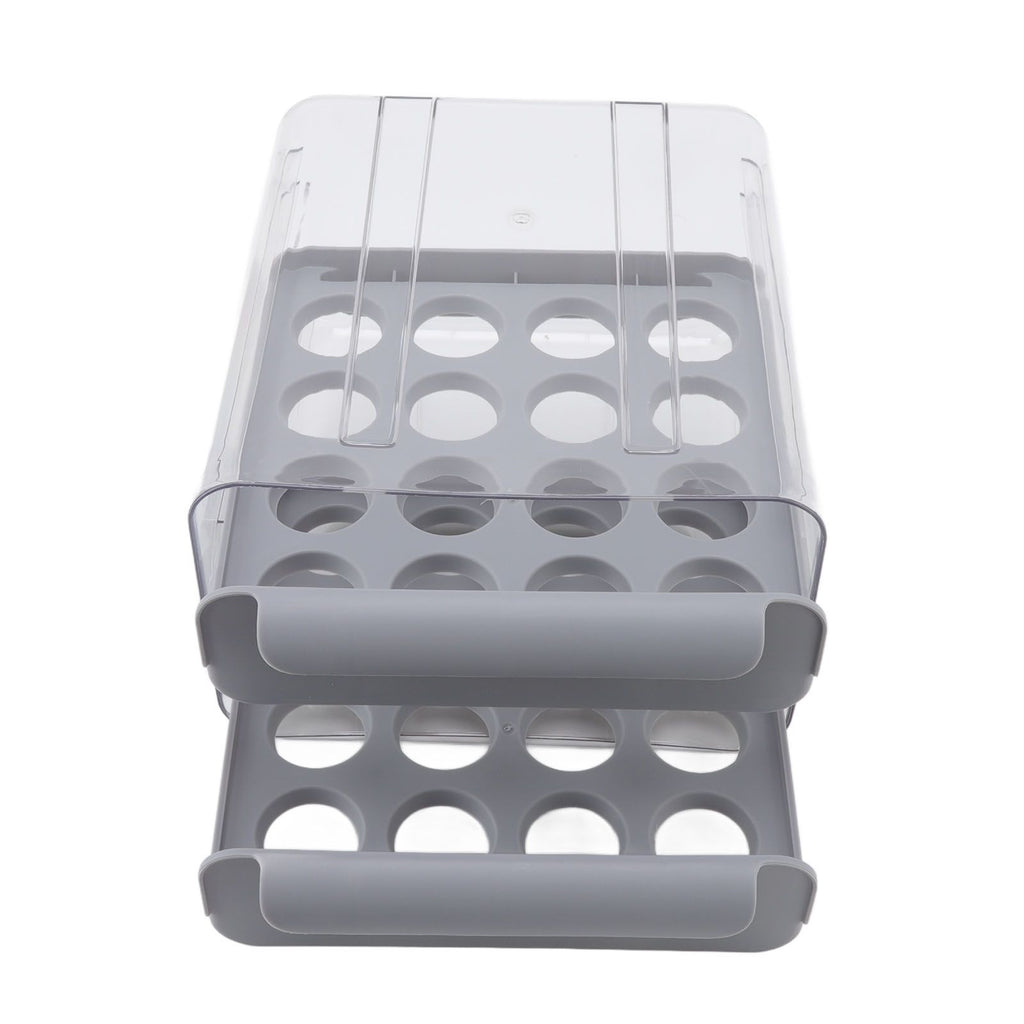 Egg Drawer Double Layer Transparent 32 Lattice Large Capacity Egg Storage Box for Refrigerator Grey