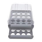 Egg Drawer Double Layer Transparent 32 Lattice Large Capacity Egg Storage Box for Refrigerator Grey