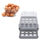 Egg Drawer Double Layer Transparent 32 Lattice Large Capacity Egg Storage Box for Refrigerator Grey