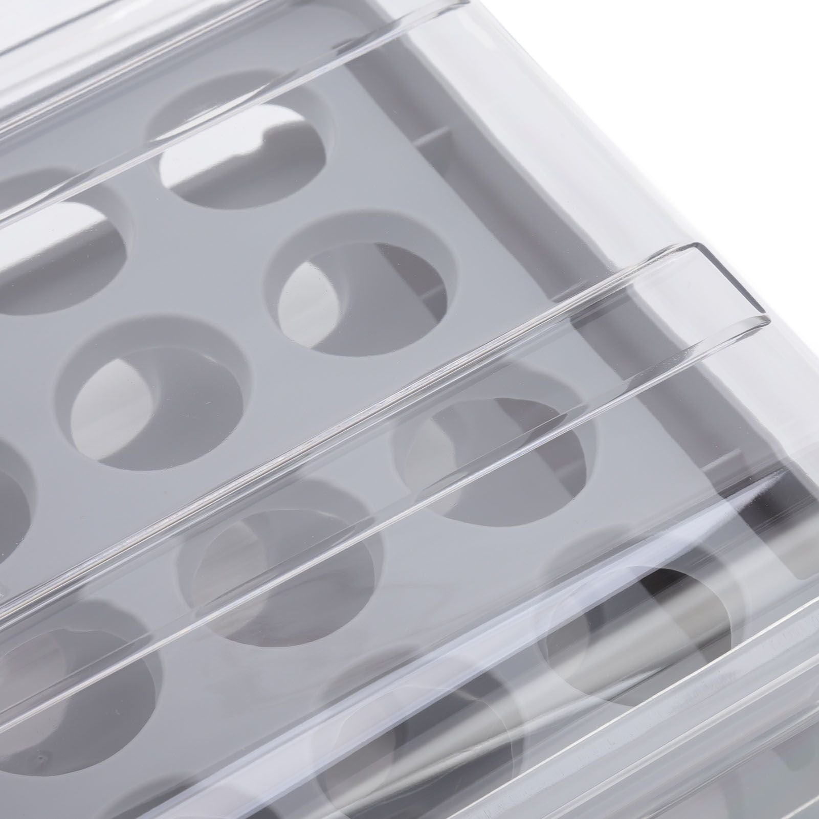 Egg Drawer Double Layer Transparent 32 Lattice Large Capacity Egg Storage Box for Refrigerator Grey