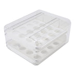 Egg Drawer Double Layer Transparent 32 Lattice Large Capacity Egg Storage Box for Refrigerator White