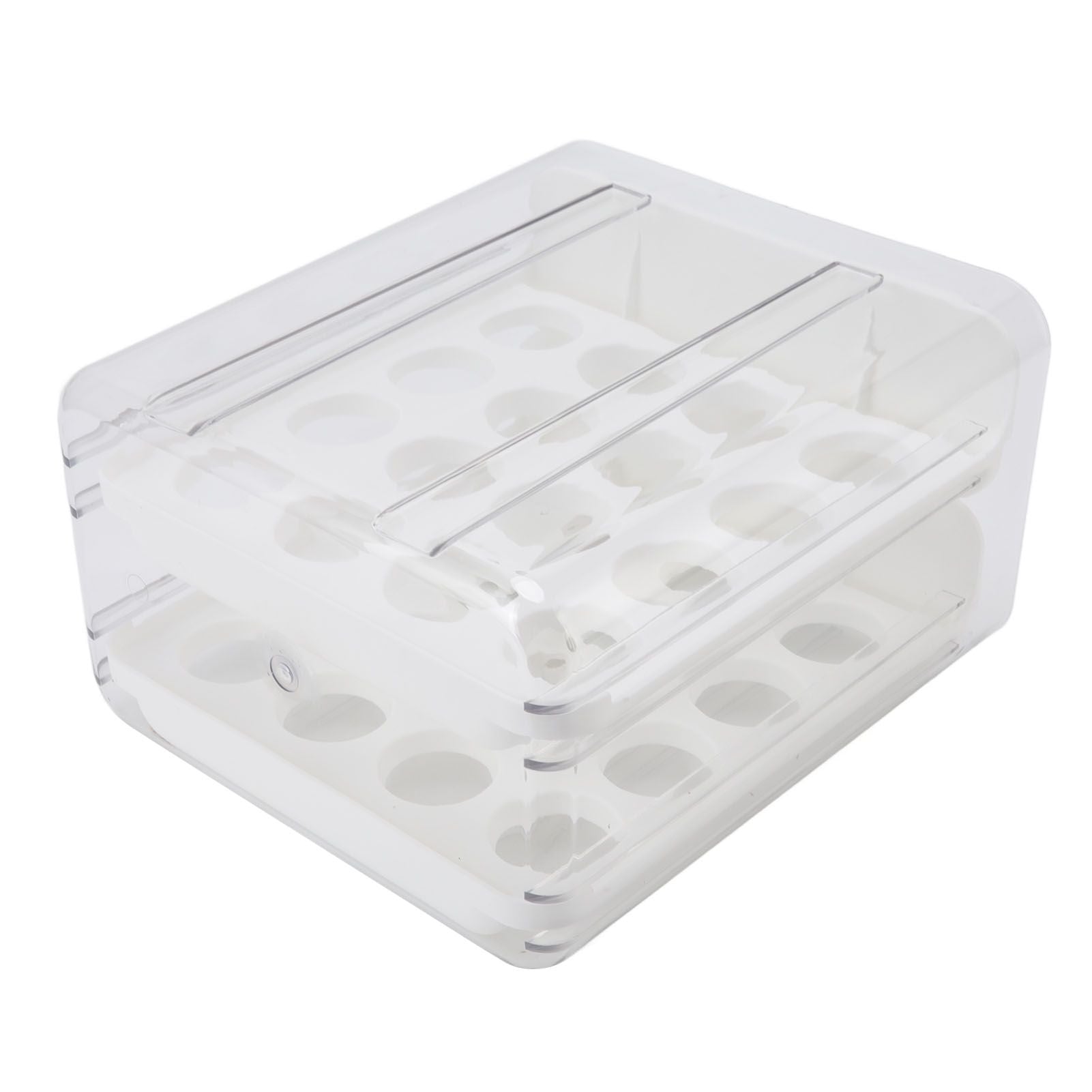 Egg Drawer Double Layer Transparent 32 Lattice Large Capacity Egg Storage Box for Refrigerator White