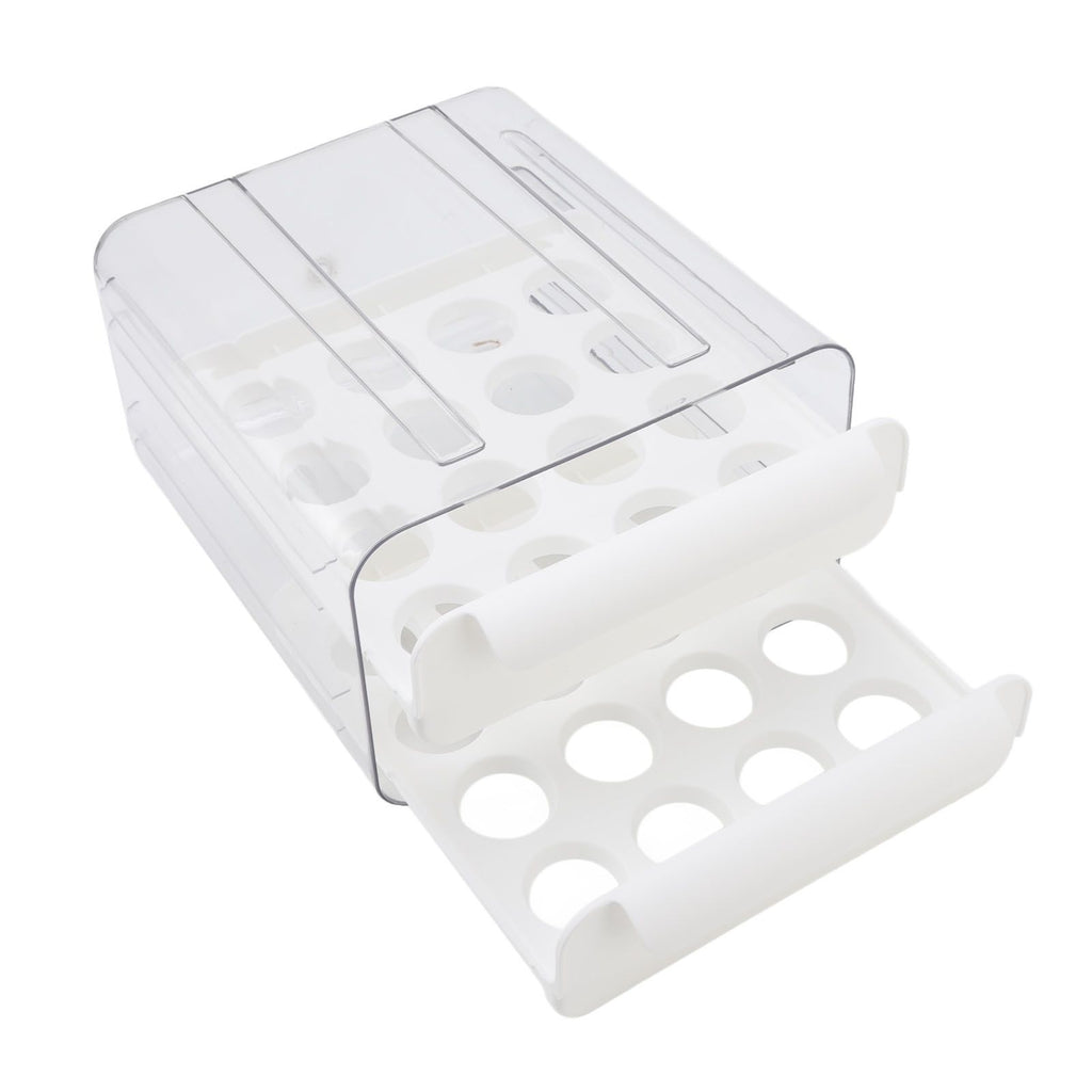 Egg Drawer Double Layer Transparent 32 Lattice Large Capacity Egg Storage Box for Refrigerator White