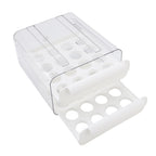 Egg Drawer Double Layer Transparent 32 Lattice Large Capacity Egg Storage Box for Refrigerator White