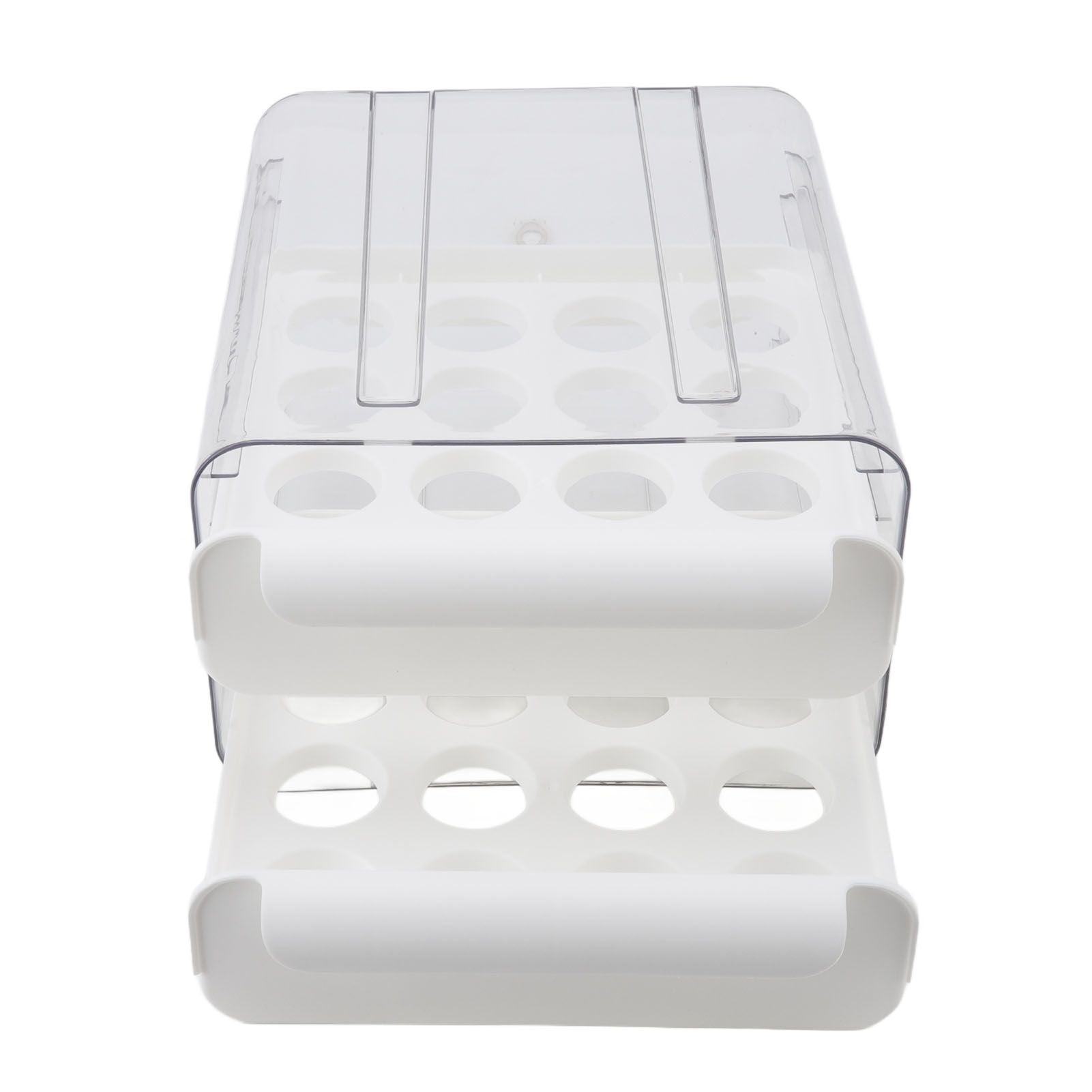 Egg Drawer Double Layer Transparent 32 Lattice Large Capacity Egg Storage Box for Refrigerator White