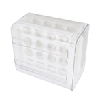 Egg Drawer Double Layer Transparent 32 Lattice Large Capacity Egg Storage Box for Refrigerator White