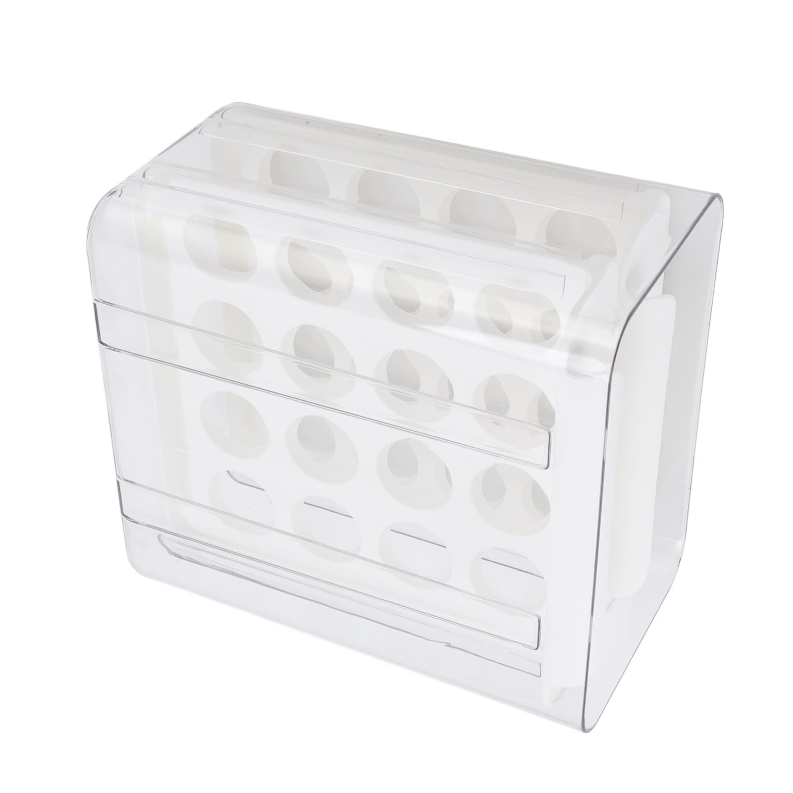 Egg Drawer Double Layer Transparent 32 Lattice Large Capacity Egg Storage Box for Refrigerator White