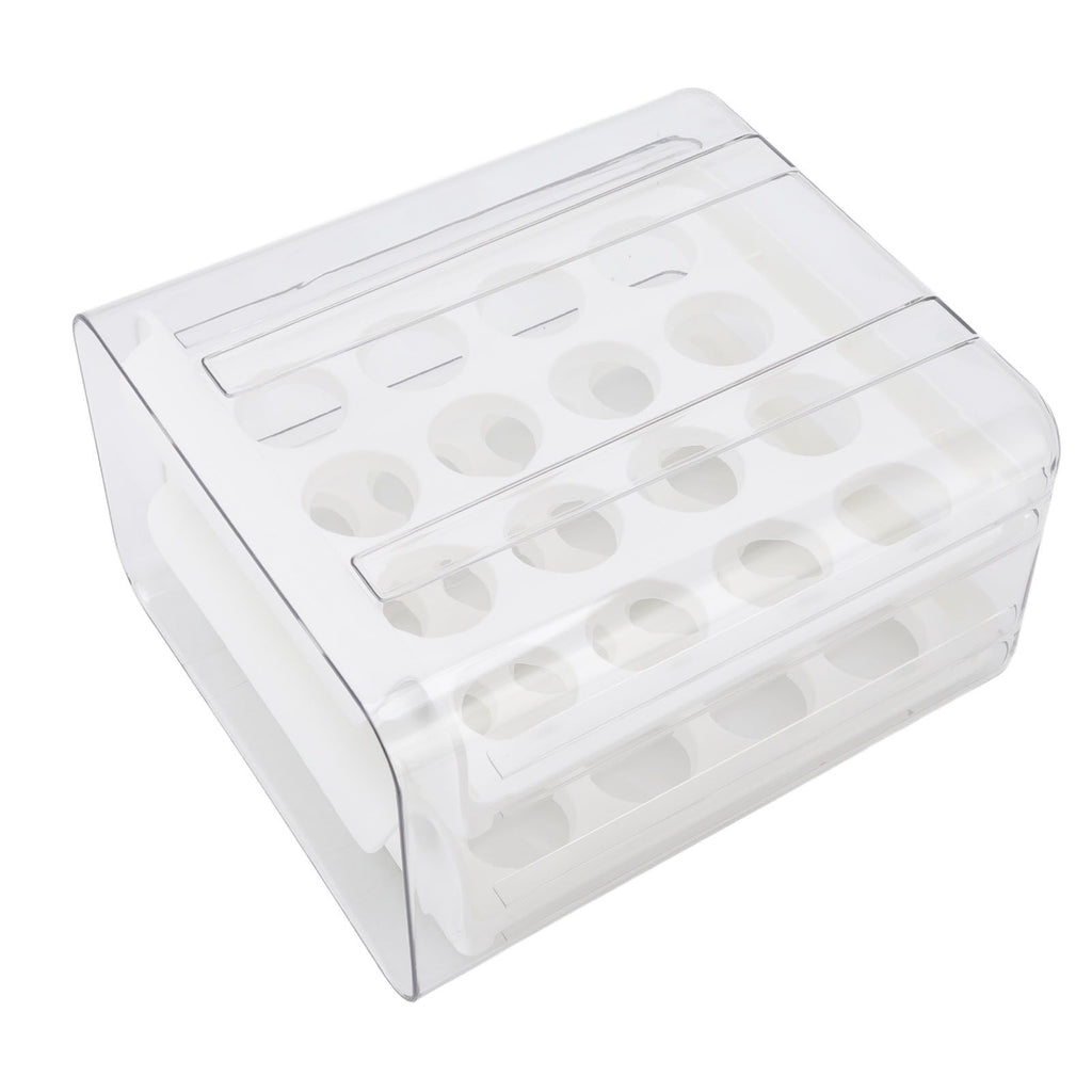 Egg Drawer Double Layer Transparent 32 Lattice Large Capacity Egg Storage Box for Refrigerator White