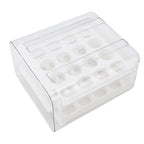 Egg Drawer Double Layer Transparent 32 Lattice Large Capacity Egg Storage Box for Refrigerator White