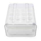 Egg Drawer Double Layer Transparent 32 Lattice Large Capacity Egg Storage Box for Refrigerator White