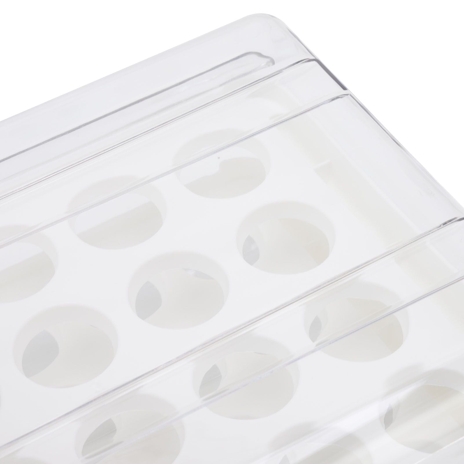 Egg Drawer Double Layer Transparent 32 Lattice Large Capacity Egg Storage Box for Refrigerator White