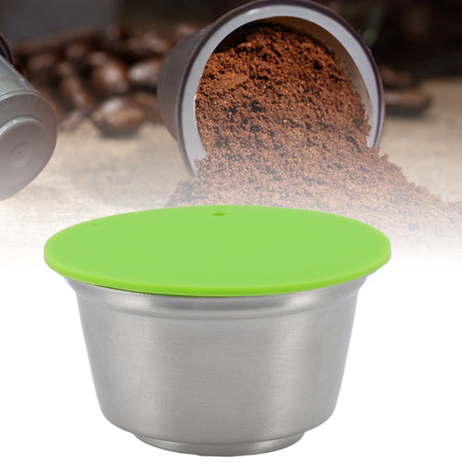 Refillable Coffee Capsule Stainless Steel High Temperature Resistant Reusable Coffe Pod for Home Green