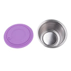 Stainless Steel Refill Coffee Capsules Reusable Coffee Filter Cup Set with Powder Cover for Dolce Gusto Purple
