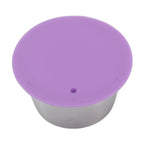 Stainless Steel Refill Coffee Capsules Reusable Coffee Filter Cup Set with Powder Cover for Dolce Gusto Purple